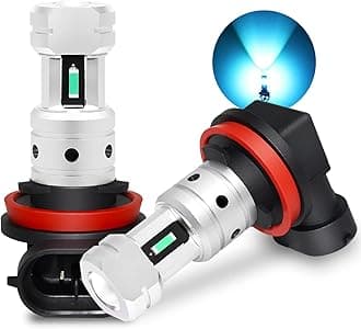 PHINLION H8 H11 Blue LED Fog Light Bulbs, 3800lm Super Bright 12V H11LL H16 LED Fog Bulb Replacement for Car Fog and DRL Daytime Running Lights Lamps, Ice Blue