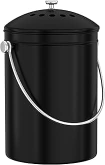 Utopia Kitchen Compost Bin for Kitchen Countertop - 1 Gallon Compost Bucket for Kitchen with Lid - Includes 1 Spare Charcoal Filter ((Silver)