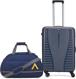 Aristocrat Polycarbonate Hard Shell Spinner Suitcase AIRPRO 66 CR.Teal+Cadet DF 62 Navy Blue, Small, 66 Cm
