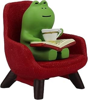 - Miniature Frog Figurines - Funny Frog Sculpture for Shelf, Desk Decoration - Frog Desk Accessories - Perfect Cute Frog Gift for Frog Lovers (Red Sofa)