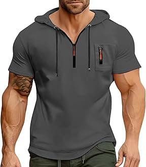 Hoodies for Men Quarter Zip Hoodie Lightweight Sweatshirt Pullover Oversized Hooded Tshirts with Pocket