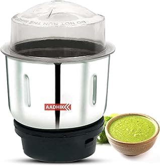AADHIK Mixer Jar 400 ml Chutney Jar, Quality Stainless Steel Blades, Suitable for All mixer Grinder With 4 Teeth Lock- Pack Of 1