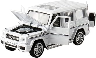Alloy Collectible Red Benz G65 AMG Toy Vehicle Pull Back Die-Cast Car Model with Lights and Sound (White)