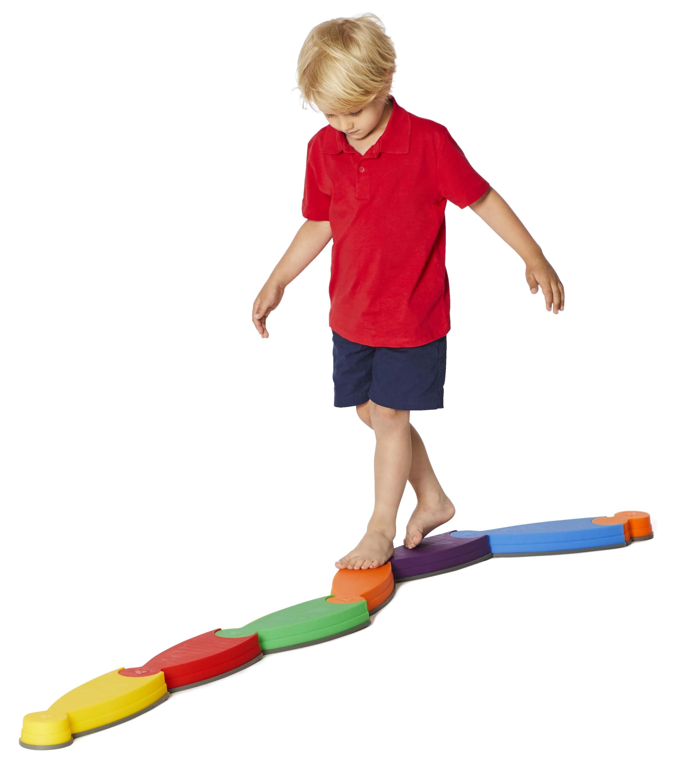 River Balance Course Set - 7 Elements For Gross Motor Skills Development, Multiple Path Creations - Safe and Sturdy - Ages 2+, Vibrant
