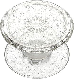 ​​​​ Translucent Phone Grip with Expanding Kickstand, for Phone - Clear Glitter Silver