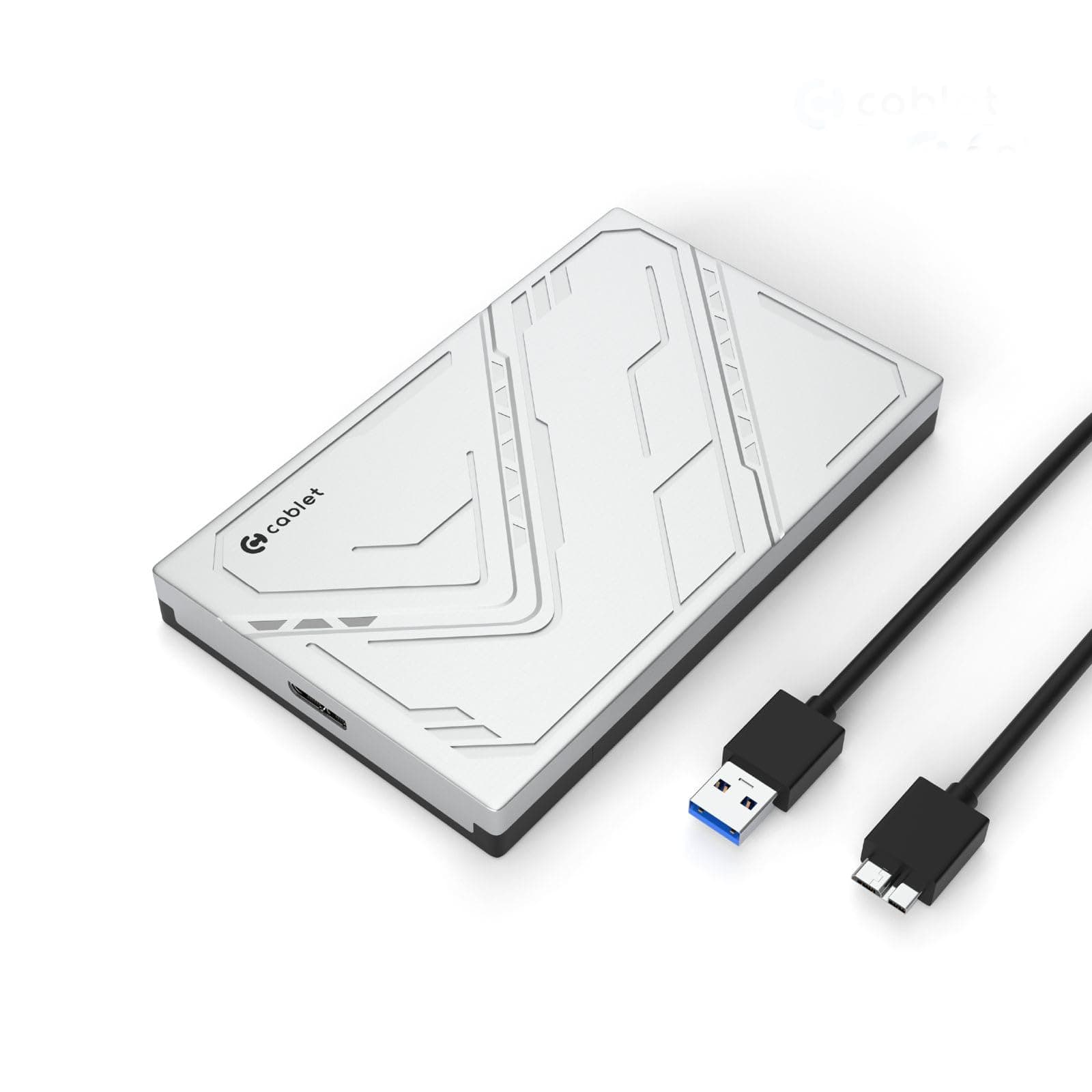 CABLET 2.5 Inch SATA 5Gbps USB 3.0 HDD/SSD Portable External Enclosure for 7mm and 9.5mm, Tool-Free Design, Supports UASP Max 6TB