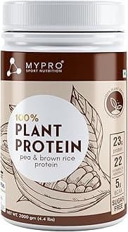 Plant Protein Powder Pea & Brown Rice Protein (23g protein,22 Vitamins & minerals,5g BCAA) Plant Based Vegan Protein Men & Women (Strawberry, 2000 Gm)