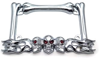 MT294-006-CD- Cruiser Accessories Skull & Flame Motorcycle License Plate Frame (Chrome) Durable And Long Lasting.