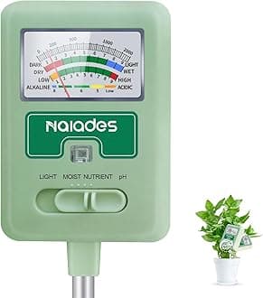 Soil Moisture Meter for Plants, 4-in-1 Moisture Meter for Plants, Tester for Moist, Light,Nutrients, pH, Soil Test Kit Water Meter for Indoor Plants & Outdoor Garden, Lawn, Farm (No Battery Required)