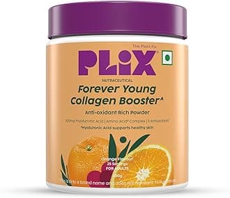 PLIX – THE PLANT FIX | Collagen Booster Powder to Support Healthy Skin | Supports Collagen Production, Antioxidants & Skin Health | Vitamin C, Hyaluronic Acid & Superfood Blend, Orange (200 g)