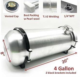JSD 4 Gallons 8" x20" Aluminum Spun Round Gas Tank Fuel Tank End Fill 1/4 NPT Outlet
