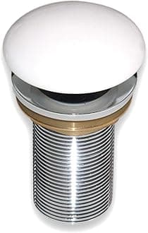KKD® Heavy Quality Brass Pop Up with Ceramic White Top Full Thread Waste Coupling 32 MM (3", Ceramic White)