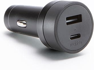 Mophie 42W Dual USB-C + USB-A Car Charger, Universal AUX Compatibility, LED Indicator, Fast Charging, Multi-Device