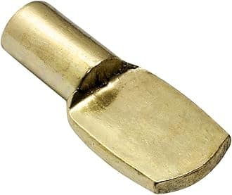 100 Pack Rok Hardware Heavy Duty 1/4" Shelf Support Pins / Pegs, Flat Spoon Style, Brass