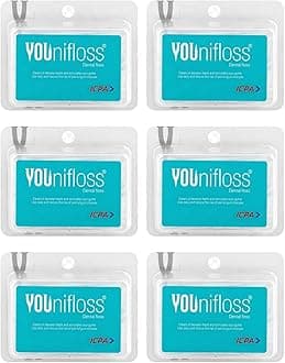 ICPA Younifloss | Dental Floss Picks & Single Thread Tooth Cleaning toothpick Cleaners,Oral Hygiene Tool | 50 Pcs per pack | Plaque & Food Remover | Pack of 6