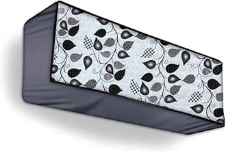 Polyester Split Ac Cover Indoor Unit For 1 Ton Capacity Ac, All Weather Cover/Attractive Digital Prints/Dustproof/Water Resistant Ac Cover (Grey Leaf)
