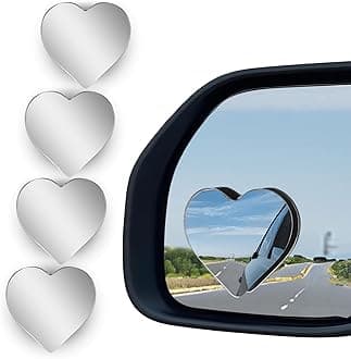 4Pcs Cars blind spot mirror Heart Shaped Car Side Mirror Car Accessories Adjustabe Angle Removable Wide Angle Convex RearView Mirror Enhanced Safety Universal Stick-On for Suvs Trucks Autos