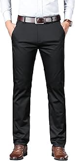 AVANOVA Men's Trousers Light Business Style Slightly Stretch Straight Leg Pants for Outdoor Casual Daily Trouser II Men's Regular Casual Pants Trouser (Trouser 126)
