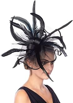 Lucky LeafGirl Lady Hat Headwear Organza Church Feather Clip Fascinators Hat Wedding Party Cap for Women