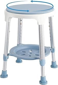 Shower Chair Stool for Inside Shower, Small Corner Plastic Stool for Shower 300 Lb,360° Swivel Bath Shower Seat for Seniors Adults Sitting, Adjustable Bathtub Stool with Storage Tray