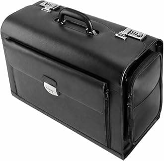 Alassio 949728 - Black Leather Pilot Briefcase