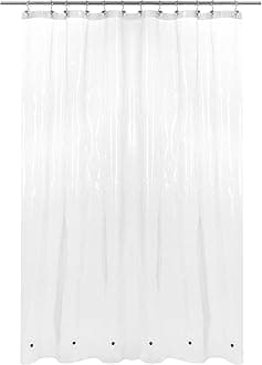 Barossa Design X-Long Shower Curtain Liner with 6 Magnets - 72" x 92", Waterproof PEVA Shower Liner for Bathroom, PVC Free, Metal Grommets - Clear, 72X92