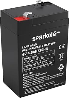 SPARKOLE6v 4.5ah Battery Sealed Lead Acid Rechargeable Battery, Maintenance Free, for Children's Toy Car/Emergency Lighting/Solar Systems/Scooter/Deer Feeder/Electronic Scales