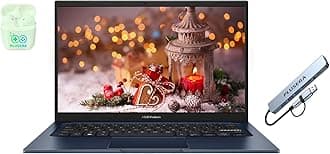 ASUS 14" FHD Vivobook Laptop Computer, 16GB RAM 768GB Storage (512GB SSD+256GB Docking Station Set), 6-Core Intel Core i3, Windows 11, PLUSERA Earphones