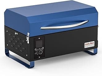 BBQ Wood Pellet Grill Smoker with Digital Control, Meat Probe & 2 Tiers Cooking Area, Portable Tabletop Grilling Stove for BBQ, Smoke, Bake and Roast, RV Camping, Blue GS313
