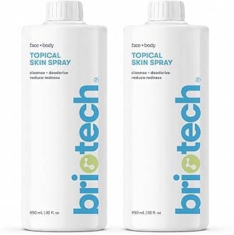 BRIOTECH Topical Skin Spray, Hypochlorous Acid for Sensitive Skin, HOCl Facial Mist, Full Body Support Against Irritation, Calm Redness, Soothe Foot & Scalp, 32 fl oz Refill (2 Pack)