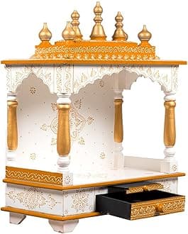 Kamdhenu Art and Craft Wooden Temple/Home Temple/Pooja Mandir/Pooja Mandap/Temple for Home Rob, 22 Inch