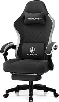 Gaming Chair, Computer Office Chair with Pocket Spring Cushion, Linkage Armrests and Footrest, High Back Ergonomic Computer Chair with Lumbar Support Task Chair with Footrest
