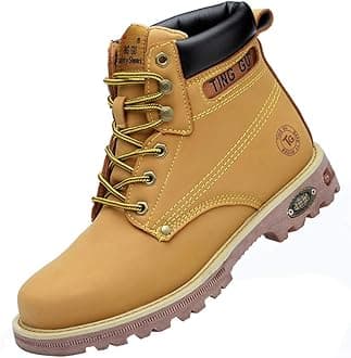TING GU Steel Toe Mens Womens Safety Boots Work Waterproof Shoes Leather Indestructible Protect Working Ankle Footwear