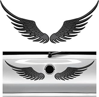 2PCS Angel Wings Car Stickers, 3D Alloy Metal Angel Hawk Eagle Wings Emblem Badge Decal, Anti-Collision Auto Body Logo Sticker, Universal Vehicle Exterior Decor Accessories (Black)