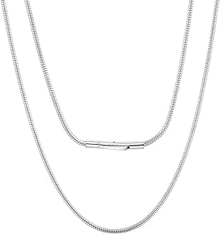 ChainsPro Round Snake Chain for Men Women Choker Layered Necklaces, 16-30inch Stainless Steel/Gold Plated/Black Hip Hop Men's Chain Necklace