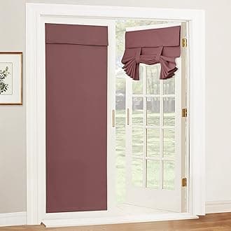 RYB HOME Blackout Door Curtain - Privacy Thermal Insulated Tricia Door Cover Room Darkening Window Curtains for Patio French Door Front Door Tie up Shade, W26 x L69 inch, 1 Panel, Wild Rose