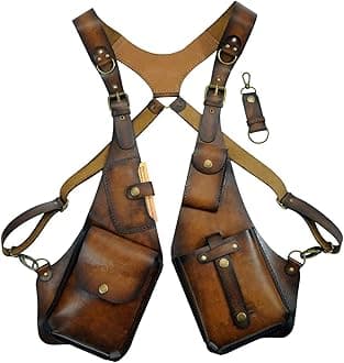 Hidden Underarm Shoulder Bag Shoulder Pouch Crossbody Bag Backpack Wallet Pocket for Hiking Travel Steampunk Costume Parties, C Light Brown