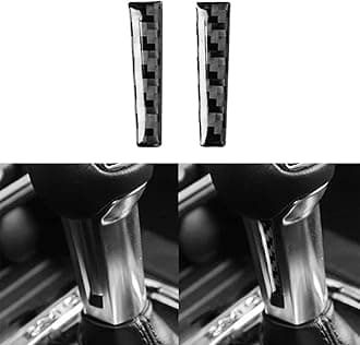 NVCNX Real Carbon Fiber Compatible with Ford Mustang GT 2015-2023 2016 2017 2018 2019 2020 2021 2022 Accessories Car Gear Shift Handle Trim Cover Interior Trim Sticker Decal Black 2PCs