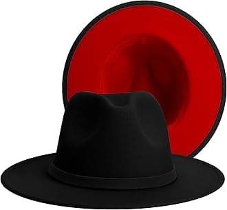 SAJUZEN Wide Brim Fedora Hats for Women Mens Felt Fedora Hats with Belt Buckle