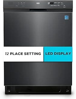 BLACK+DECKER 24" Built-In Dishwasher, 12-Place Setting Capacity with Stainless Steel Tub, Dish Washer with 6 Wash Programs, Low Noise, ENERGY STAR Certified, BDW200MB, Black