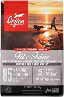 ORIJEN Dog Fit and Trim Recipe, 4.5lb, High-Protein Grain-Free Weight Management Dog Food, Packaging May Vary