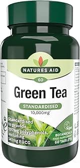Natures Aid Green Tea 10000mg | Standardized To Guarantee 297mg Polyphenols & 141mg ECGC | For Metabolic Support | Weight Management | Vegan | 60 Tablets
