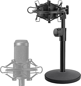AT2020 Desktop Microphone Stand with Mic Shock Mount, Adjustable Table Mic Stand for Audio Technica AT2020 AT2020USB+ AT2035 ATR2500 Condenser Studio Microphone
