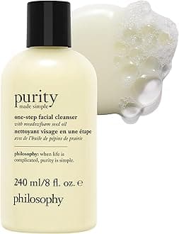 purity made simple one-step facial cleanser- with meadowfoam seed oil gently cleanses & melts away dirt, oil & stubborn makeup paraben-free face wash