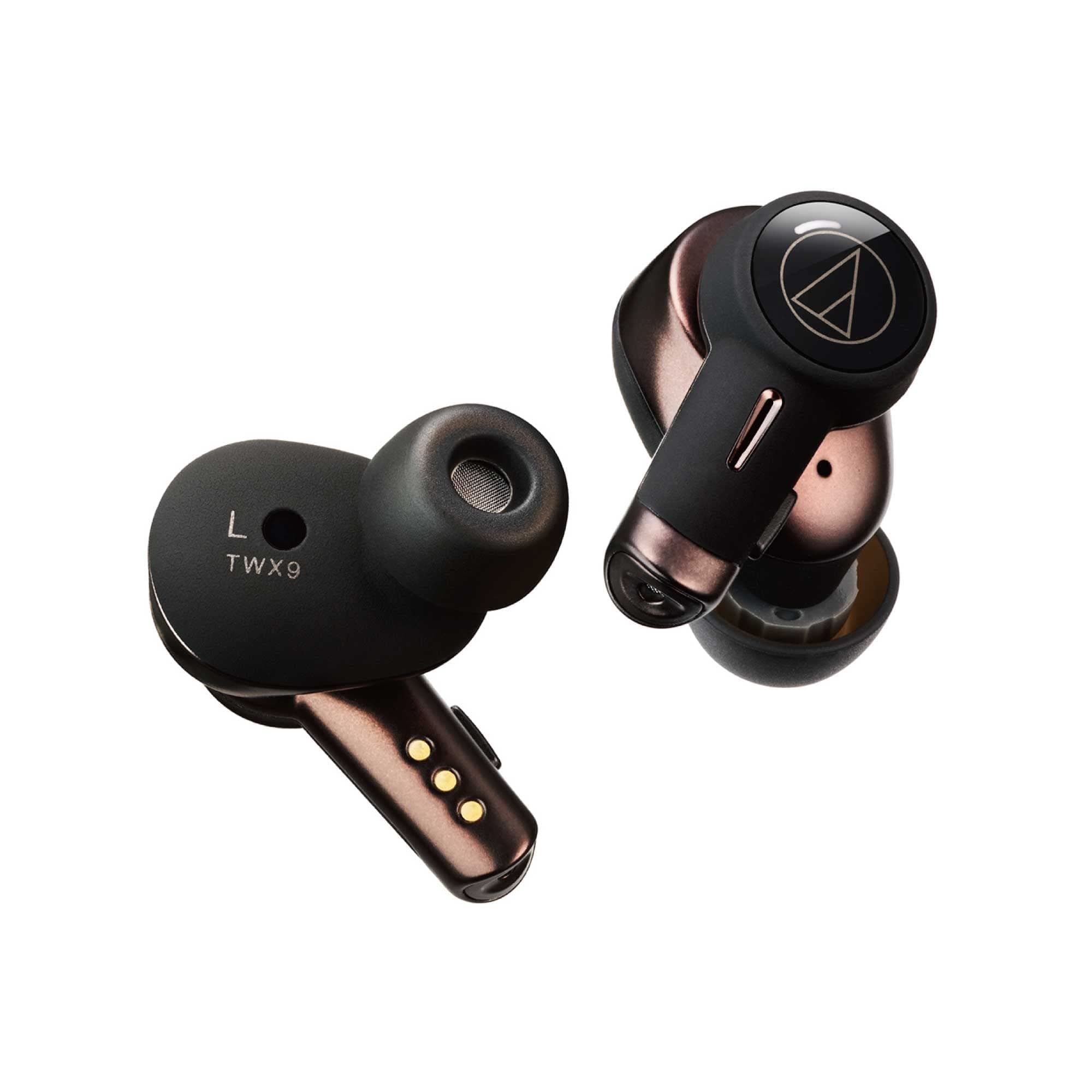 - Audio-Technica ATH-TWX9 Wireless Earbuds, Bluetooth Fully Wireless, Microphone Included, Up to Approx. 18.5 Hours of Playback, Supports Wireless Charging, Multi-Point, Deep UV Disinfecting System