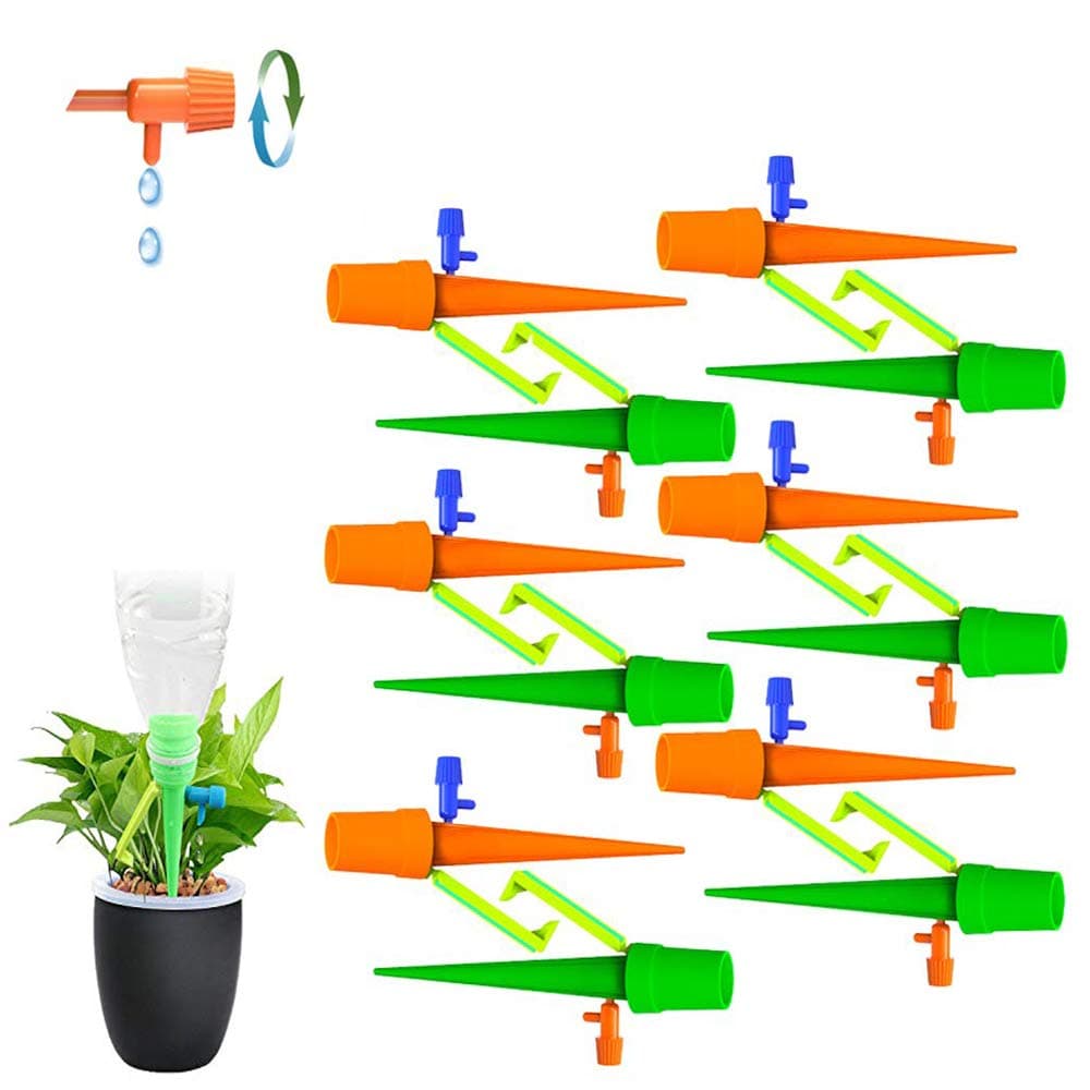 Taope Plant Self Watering Spikes System with Slow Release Control Valve Switch Self Irrigation Watering Drip Devices, Plant Waterer with Anti-Tilt Anti-Down Bracket (6 Pack) (12-PACK)