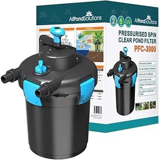 AllPondSolutions Pressurised Koi Fish Pond Filter with UV Steriliser - 2-in-1 Biological & Mechanical UV Pond Filter System - Easy to Clean & Maintain - for Outdoor Ponds Up to 3000 litres - PFC-3000