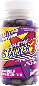 Stacker 3 Metabolizing Fat Burner with Chitosan, Capsules, 100Count Bottle