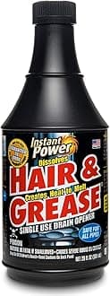 Instant Power Hair and Grease Drain Opener – Multipurpose Liquid Drain Cleaner and Clog Remover, Odorless, Ready to Use, 20 Oz