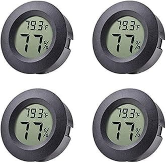 4-pack Mini Hygrometer Thermometer Fahrenheit Indoor Room Round Humidity Temperature Gauge for 3D Printer Home Jars Reptile Incubator Guitar Case